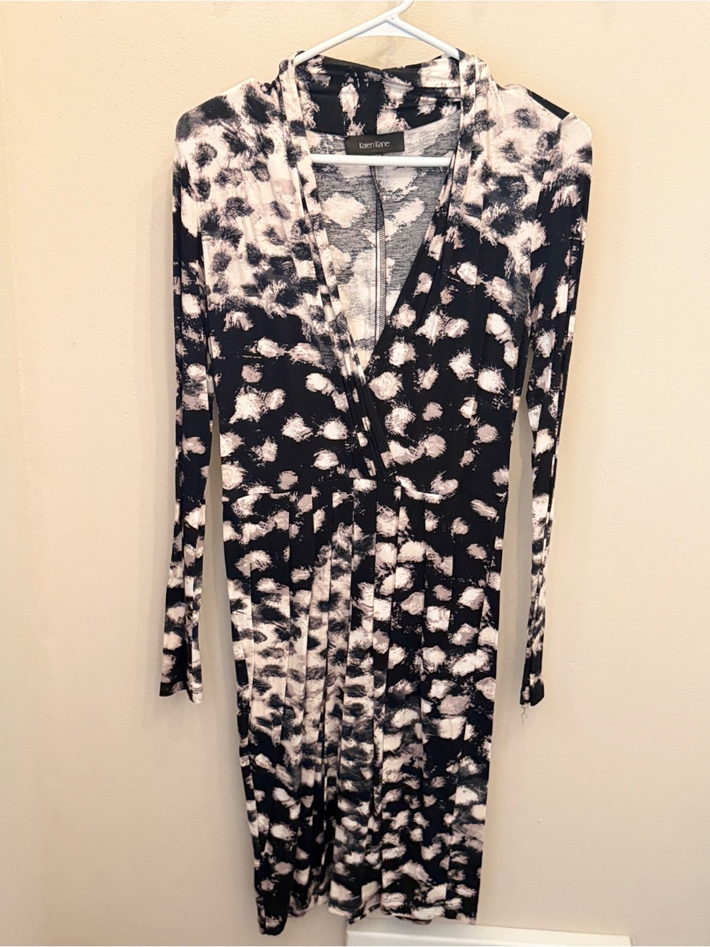 Karen Kane Black & White Long Sleeve Wrap-Style Dress